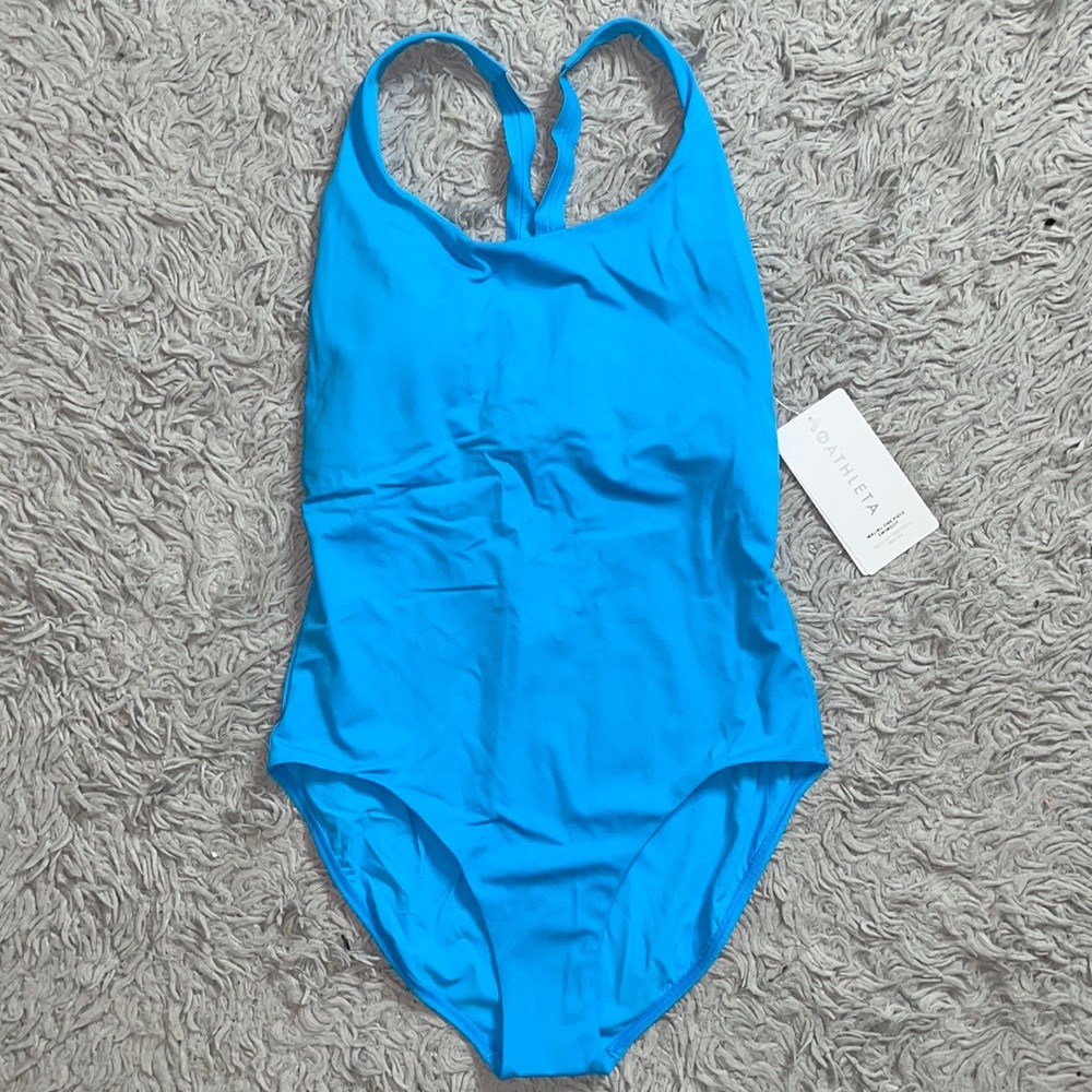 Athleta Malibu One Piece Swimsuit Blue M Medium L Large Petite New - Picture 4 of 8